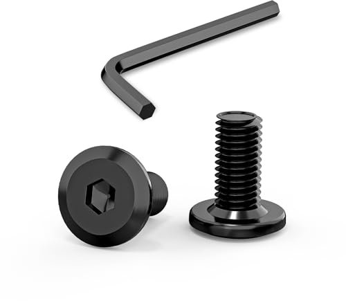 30 Stück Schrauben M8 x 16 mm, Flachkopfschrauben M8 Innensechskant Edelstahl A2 V2A Vollgewinde Schwarzes Oxid mit Innensechskantschlussel