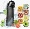 Air Wasserflasche mit 7 aromatischen Pads, 650 ml BPA-freie Tritan-Flaschen, Aromapads, duftende Frucht, auslaufsicher, 0 Kalorien, Wasserbecher mit Strohhalm für Sport (Schwarz)