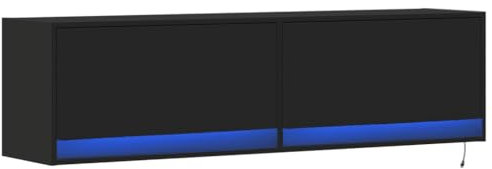 vidaXL Mueble de TV de Pared Con Luces LED Negro 140x31x38 cm, Suspendido y Montado en la Pared, Soporte Flotante