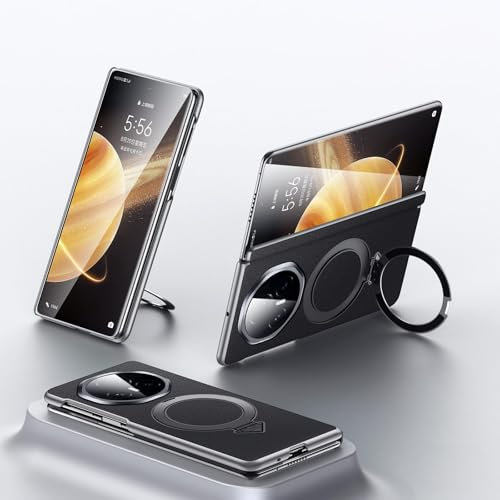 Hülle Funda para Magic V3 Case + Magnetic Ring Bracket + Hinge + Plating Frame + Wireless Charging,Cuero Cover Bumper Shell para Honor Magic V3(1)