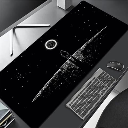 Gaming Tapis de Souris Mouse Pad Large Astronauta Espace Noir Mouse Mat Pad de Bureau Surface Lisse et Haute précision et Vitesse pour Gamer Ordinateur PC 600x400x3mm