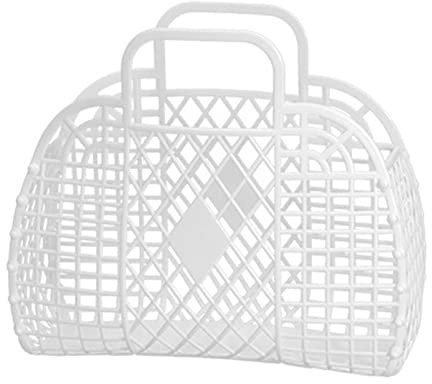 Tragbarer Hohler Aufbewahrungskorb aus Kunststoff, Faltbare Tasche für Zuhause, Strand, Einkaufen, Kleidung, Spielzeug (250 x 110 x 220 mm/9,84 x 4,33 x 8,66 Zoll)