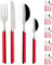 Il Gruppone Passione Casa Set 24 Pezzi Posate Tavola Acciaio Inox 6X Forchetta Coltello Cucchiaio Cucchiaino Rosse Lavabili Lavastoviglie Confezione Regalo Idea Natale Certificate Contatto Alimenti