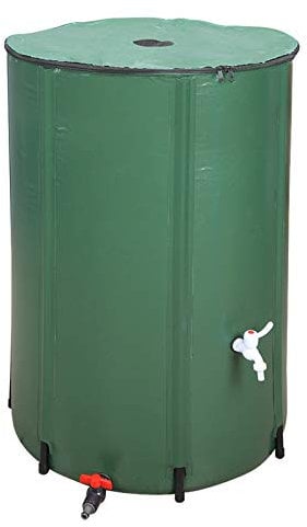 Zusammenklappbare Regentonne mit Deckel, 300 Liter, tragbar, mit Deckel, Ablaufhahn, Filterzapfhahn und Überlauf-Set, Regenwassersammlersystem, Aufbewahrungsbehälter
