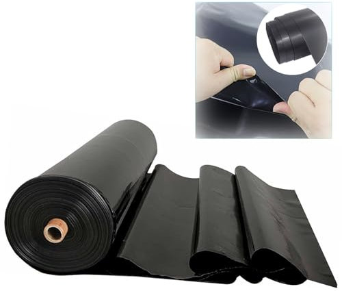 Große schwarze Fischteichfolie, 3 x 4 m, 1,5 mm Dicke, flexible HDPE-Teichfolie für wasserdichte Gartenpool-Fische oder Koiteiche, Anti-Durchsickerungs-Membran für Landschaftsschutz