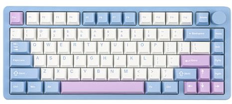 MechLands Blade75 kabellose mechanische Aluminium-Gaming-Tastatur, Gasket Creamy Keyboard, BT5.0/2.4GHz/USB-C Hot Swappable Custom Keyboard mit Knopf, RGB, NKRO für Win/Mac/Games/Office (Blau)