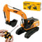 Excavatrice Télécommandée, Jouets Pelleteuse télécommandée pour Garçons, Jouets Excavateurs Télécommandés Pelleteuse Tracteur Enfant Camion Voitures Jouets RC avec Lumière Rechargeable RC Pelleteuse