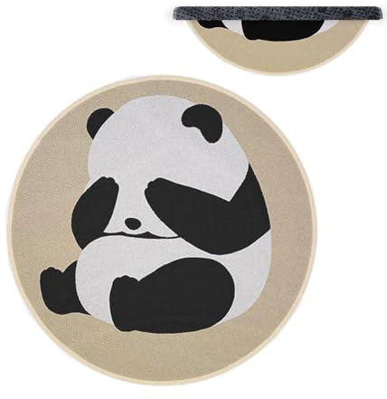 Panda-Badteppich, Panda-Rundflor-Teppich Blickbedeckender Schüchterner Panda-Teppich, Runder Kinderteppich Mit Tiermuster, Innen-Plüschteppich, Waschbare, Rutschfeste Bodenschutzmatte, Geeignet Für Ki