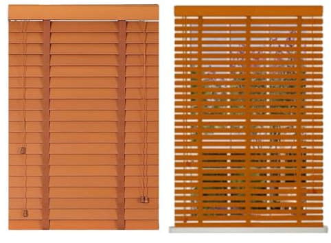 Persianas Venecianas, Estores Horizontales De Madera para Ventanas W 25~160cm × H 60~280cm Personalizado Multicolor Persianas Venecianas Lamas De 50mm Estores para Oficina Casa(Brownish Yellow)