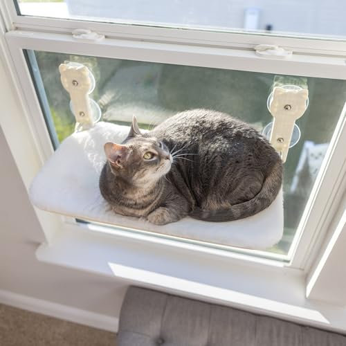 Katzen Fensterliege, Weiche und Bequeme Fenster Hängematte Katze, Einfache Installation und leicht zu Reinigen Katzenbett Fenster Upgraded Saugnäpfe Halten bis zu 18 Kg