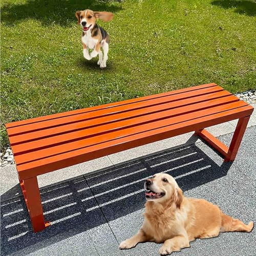 LKPMGOA Gartenbank aus Reinem Schmiedeeisen mit Befestigungslöchern, Rückenfreie Gartenbank für 2–3 Personen, für Krankenhaus, Schule, Platz(Orange,80cm)