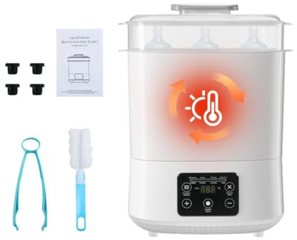 Bottle Steriliser and Dryer – Efficient 4-in-1 Electric Steam Steriliser for Baby Stuffs, Bottles, Breast Pump Accessories, Large Size Hold 8 Bottles and Pacifiers, Providing Convenience for Parents