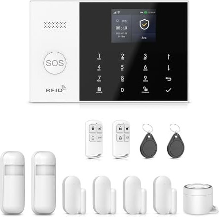 XNH 4G/WiFi Alarma doméstica inalámbrica, 12 Unidades WiFi para el hogar, Sistema de Alarma con aplicación, Sirena de 120 dB, Sensor de Puerta y Ventana, Detector de Movimiento, Control Remoto