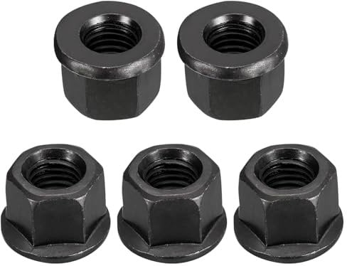 TOP-VIGOR M14 Flange Hex Lock Nuts, 5pcs Grade 10.9 Carbon Steel Black Oxide Finish, Heavy Duty Black Nuts for Machinery, Equipment, Pipe Fittings Automotive