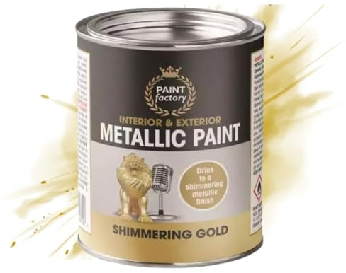 DUAYRA Metallic Gold Shimmering Gloss Paint Tin 300ml | Long Lasting Protection | Quick Drying Brush-On Paints | Tough & Durable | Multipurpose Interior Exterior | Ideal For Wood, Metal, Plastic | (1)