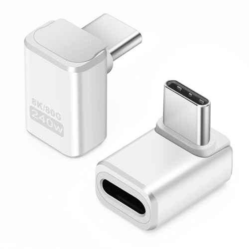 Seminer USB C Adapter 80Gbps(2 Pack), USBC Male to Type C Female Right Angle USB 4.0 Adapter Data Transfer Connector Compatible for iPhone 16/15, Samsung, MacBook and More USB-C
