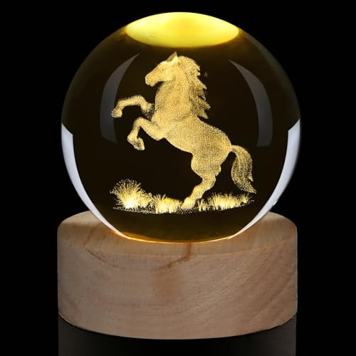 60 mm Pferde Glaskugel Deko, Horse Tier-Kristallkugel Geschenke für Frauen | AWARDSEN Pferd Glaskugel Deko Wohnzimmer Ein Pferde Geschenk für Tierliebhaber