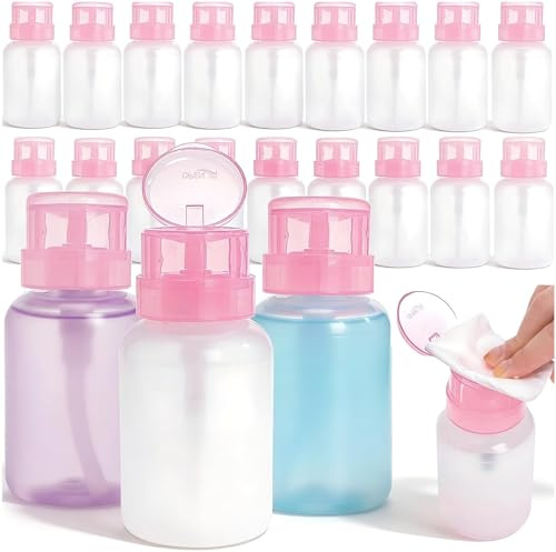 Pumtus 16 Pack Push Down Pump Dispenser, 200ML Nail Polish Remover Pump Dispenser, Empty Push Top Liquid Bottles Containers for Acetone Rubbing Alcohol Makeup Cleanser Facial Toner
