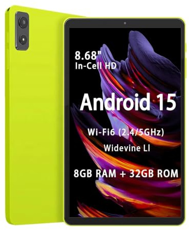 paitanry 8,68 Zoll Tablet Android 15, 3+5GB RAM 32GB ROM, RK3562 Quad-Core, 1340×800 LCD, GPS, GMS & L1 Zertifiziert, Dual WiFi, 5000mAh Akku, 2MP+5MP Kamera, 3,5mm Kopfhörerbuchse, In-Cell Touch