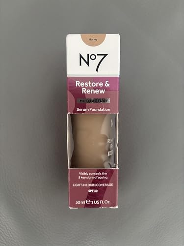 No7 Restore and Renew Multi Action Serum Foundation, Honey, 30ml