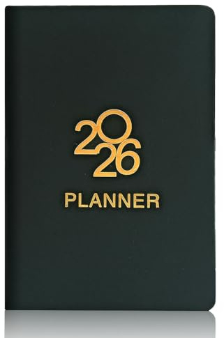 2026 Terminplaner mit Tabs & Notizen, Kalender 2026 Buchkalender A5 1 Tag eine Seite, Hardcover, Stifthalter, 2 Lesezeichenband, Planer 25 Tagesplaner 1 Tag pro Seite