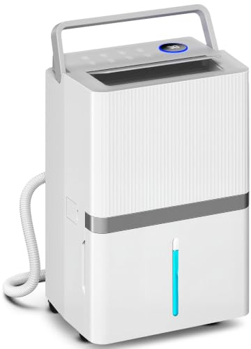HOMCOM Deumidificatore 35L/Giorno, deumidificatore di umidità, per 40-90 ㎡, indicatore luminoso di umidità, serbatoio da 5,5 litri, drenaggio continuo, timer 24H, display a LED, asciugatura dei
