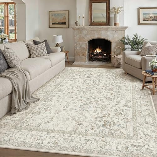 PureCozy Teppich Wohnzimmer 240x300cm Waschbarer Teppiche, Teebraun | Weicher Kurzflor, Rutschfest, Pflegeleicht, Vintage Carpet, Schlafzimmer, Esszimmer, Büro ,Kinderzimmer