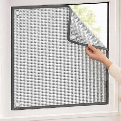 Dachfenster Sonnenschutz Innen Hitzeschutz mit Saugnäpfen, Fensterfolie Blickdicht Verdunkelung Thermo Isolierfolie, Sonnenschutzfolie ohne Kleber für Dachboden UV Schutz(Grau,50x130cm)