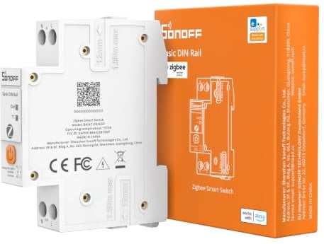SONOFF Basic DIN Rail (BASIC-ZB1GSP) Interruttore Smart Zigbee su Binario DIN, Controllo Smart Home Zigbee 3.0 con Monitoraggio Energetico, 32A per Quadro Elettrico, Compatibile con Home Assistant