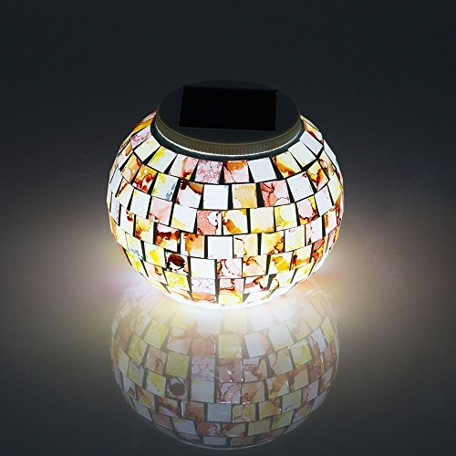 SUAVER Bunte Sphärische Mosaik Lampe,Wasserdichte LED Magic Kugel Leuchten Solar Mosaik Tischlampe für Garten, Patio, Tabelle, Zimmer (Granit)
