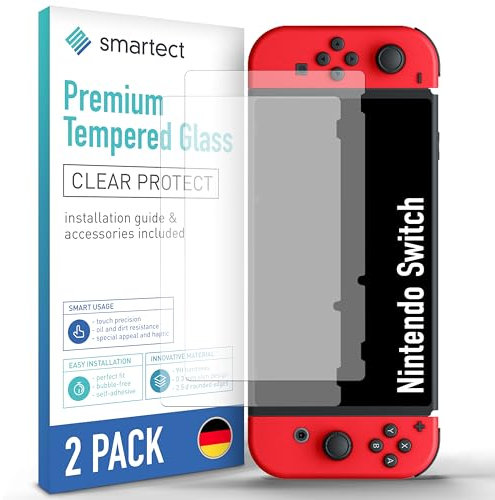 smartect Verre Trempé [2 Pièces, Clear] pour Nintendo Switch 2019/2018 / 2017, Protecteur d'écran en Verre HD Anti Rayures, Sans Bulles, Dureté 9H, 0.3mm Ultra Transparent, Ultra Résistant