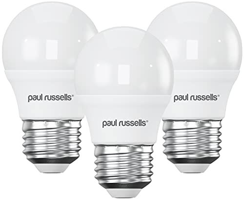 paul russells LED Light Edison Screw E27, 40w Equivalent, 4.9W 470 Lumens LED Bulbs, 6500K Bright Daylight, Mini Globe Frosted G45 ES Golf Ball Energy Saving (Not Dimmable) Lightbulbs, Pack of 3