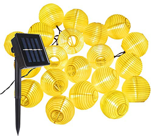 ALED LIGHT Solar LED Lampion Lichterkette, 6.5m 30 Lampion Wasserdicht LED Lichterkette Solar Laternen Außen Warmweiß Dekorative für Party, Weihnachten, Garten, Patio, Halloween, Dekoration