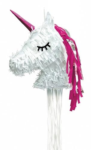 Einhorn-Piñata weiss-pink 47x32x8cm - Grau, Weiss