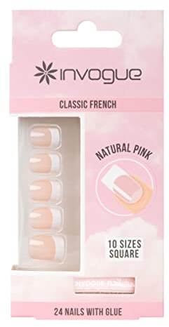 Invogue Invogue Acrylic Square Nails - French Pink (24 Pieces)