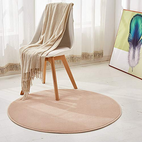 Morbuy Tapis Rond Lavable en Machine 100 cm Polaire de Corail Interieur Anti Slip Chambre à Coucher Salon Tapis d'Entrée Absorbant Antidérapant Nouveau Imprimé Ménage Rug Salle Couloir (Beige)