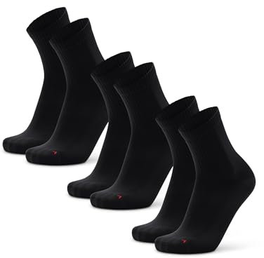 DANISH ENDURANCE Calcetines Deporte Hombre y Mujer, Media Caña, Pack de 3 y 5, 3 x Negro sólido, 35-38