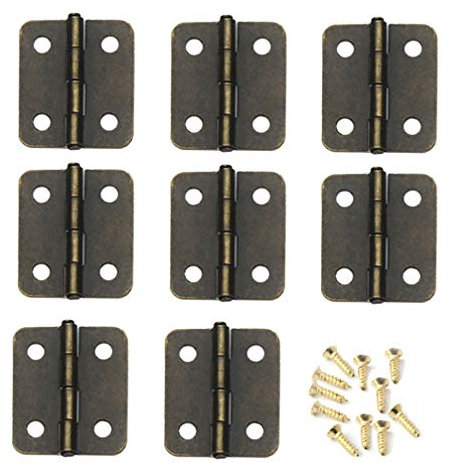 Healifty 20pcs Dollhouse Mini Hinges Hardware Miniature 1:12 for Dollhouse Miniature Furniture Cabinet Closet with 80 Screws Bronze