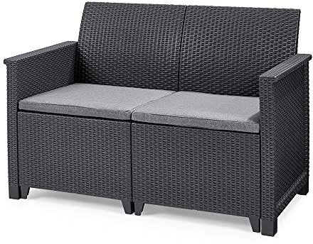 Koll Living Garden Lounge Sofa, 2-Sitzer - stilvolles Sofa in Rattan Optik - inklusive Sitzkissen - ergonomische Rückenlehne für maximalen Sitzkomfort