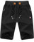 ZOXOZ Kurze Hosen Herren Shorts Sommer Jogginghose Kurz Baumwolle Gym Sweat Sport Fitness Shorts mit Reißverschluss Elastische Taille Schwarz XXL