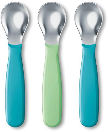 NUK Kiddy Cutlery Spoons, 3 Pack, 18+ Months Blue & Green