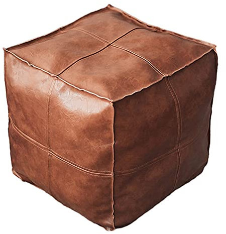 Baoblaze Housse de Pouf Marocain Non Rembourrée - Couverture de Pouf en Cuir PU Imperméable, pour Rangement et Déco Salon, Style Bohème, Siège de Sol et Repose-Pieds pour Chambre