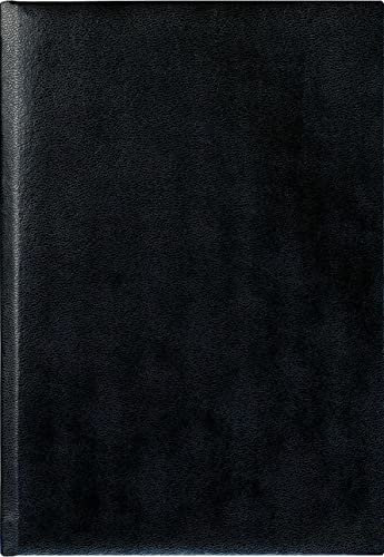 Buchkalender schwarz 2023 - Bürokalender 14,5x21 cm - 7 Tage auf 6 Seiten - wattierter Kunststoffeinband - Stundeneinteilung 7 - 19 Uhr - 873-0020