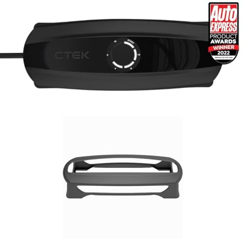 CTEK CS ONE, Batterieladegerät 12V, Intelligentes Ladegerät Motorrad, Ladegerät Auto, Erhaltungsladegerät Mit Adaptive Ladung, App, Rekonditionierungsmodus Und Polaritätsfreie Klemmen & CS ONE Bumper