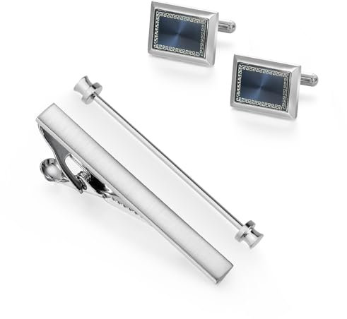 Wynameleri Ensemble de boutons de manchette et pinces à cravate classiques pour homme, mariage, fête des pères, accessoire de décoration pour affaires, anniversaire, boutons de manchette personnalisés