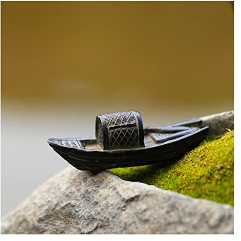 Uziqueif Mini Zen Garten Statue Accessoires, Miniaturharz Handwerk Kleines Boot Pagode Brücke Buddha Figur für Landschaft Ornament DIY Puppenhaus Garten Dekor Heimdekoration,Boat