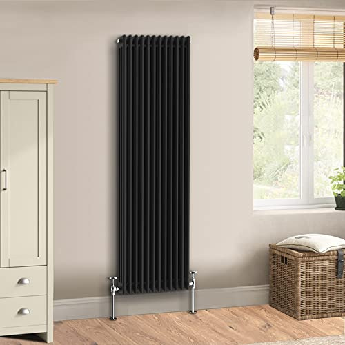 Warmehaus Cast Iron Style Black 3 Column Vertical Radiator 1800 x 562mm | Perfect for Bathrooms Kitchen Living Room, Traditional Radiators, Designer Wall Mounted Column Radiator, Durable