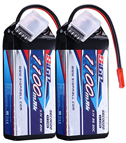 SIGP 11.1V 3S Lipo Battery 1100mAh 20C Soft Pack with JST Plug for RC Airplane Quadcopter Helicopter Drone FPV Racing Hobby 2 Packs