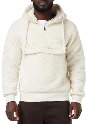 Champion Rochester 1919 Outdoor Polar - Lamb-Effect Half Zip Felpa con Cappuccio, Bianco Panna, XXL Uomo FW23