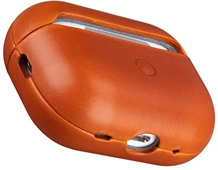 Maogoam für AirPods Pro 2 Fall Leder mit Sync-Taste, echte pflanzlich gegerbtem Rindsleder Fall für AirPods Pro 2. Generation 2022, eleganter Stil, Front-LED sichtbar, Orange